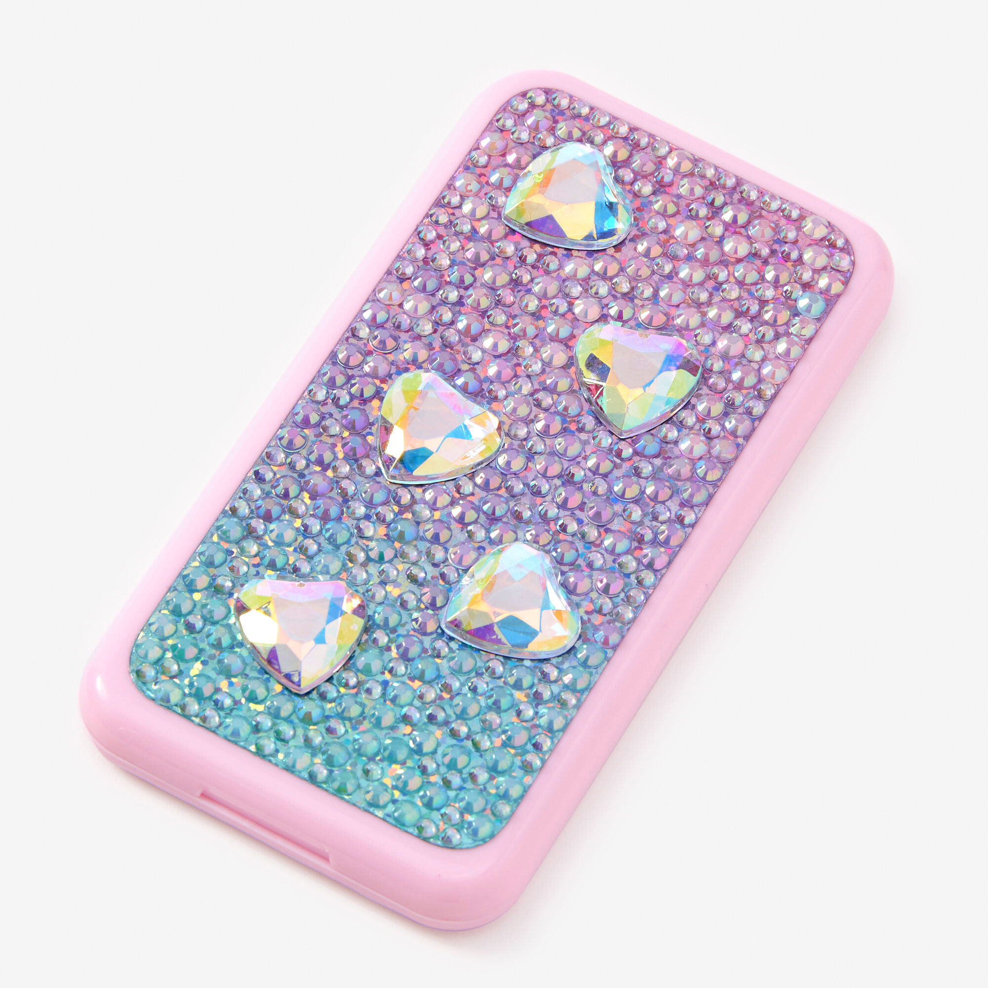 Pink Crystal Heart Bling Cellphone Makeup Palette,