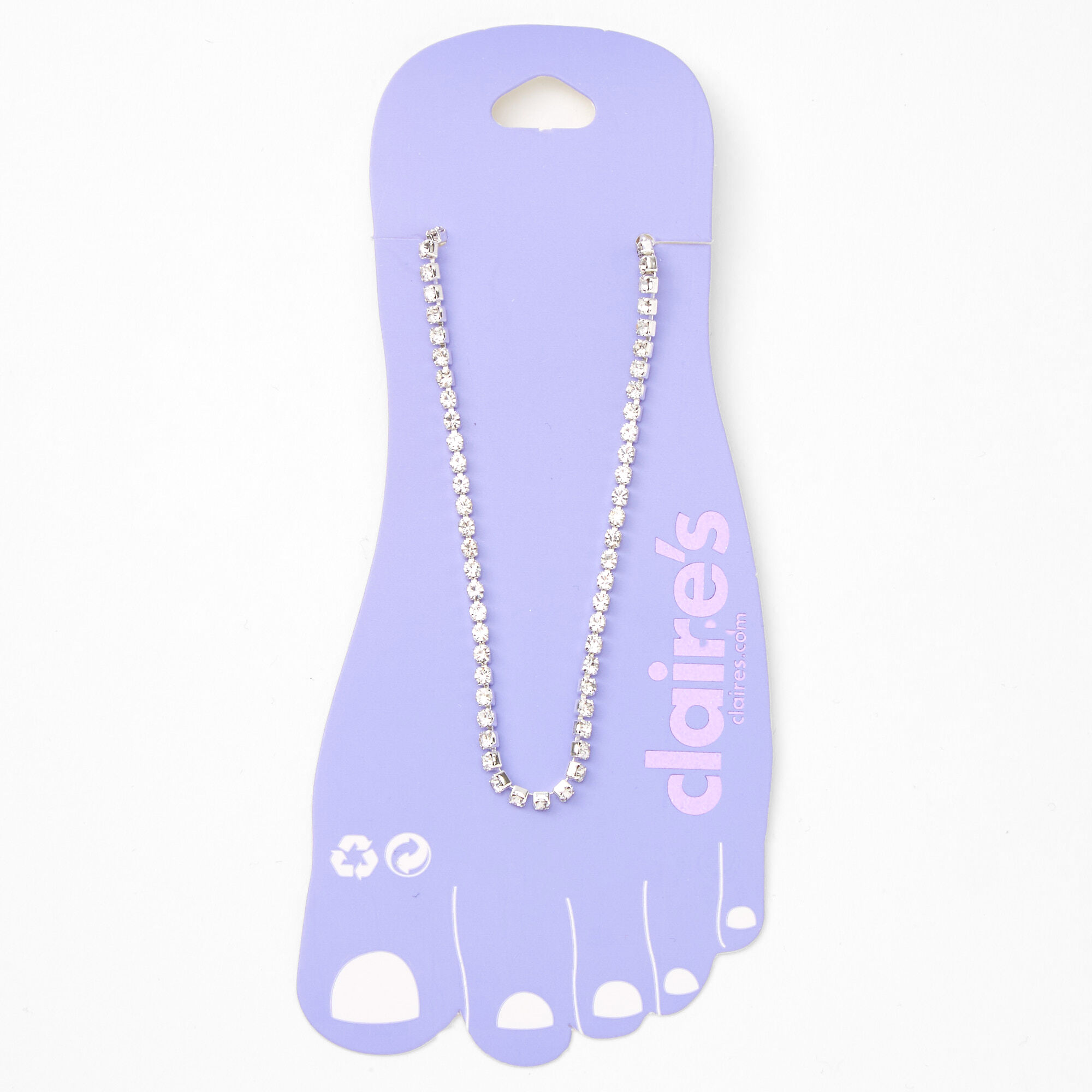Silver Single Rhinestone Anklet