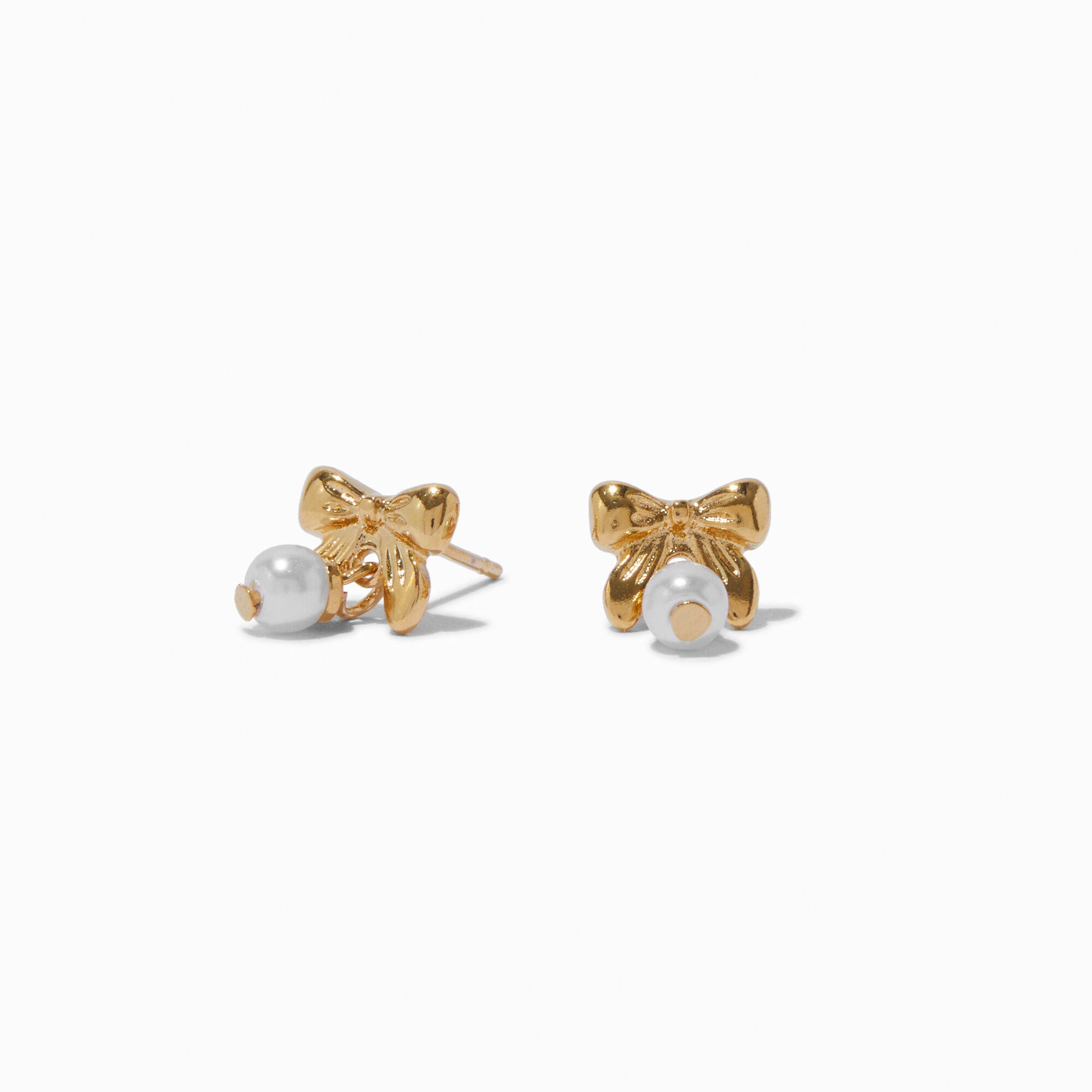 C LUXE by Claire's 18kt Gold Plated Pearl Bow Stud Earrings,