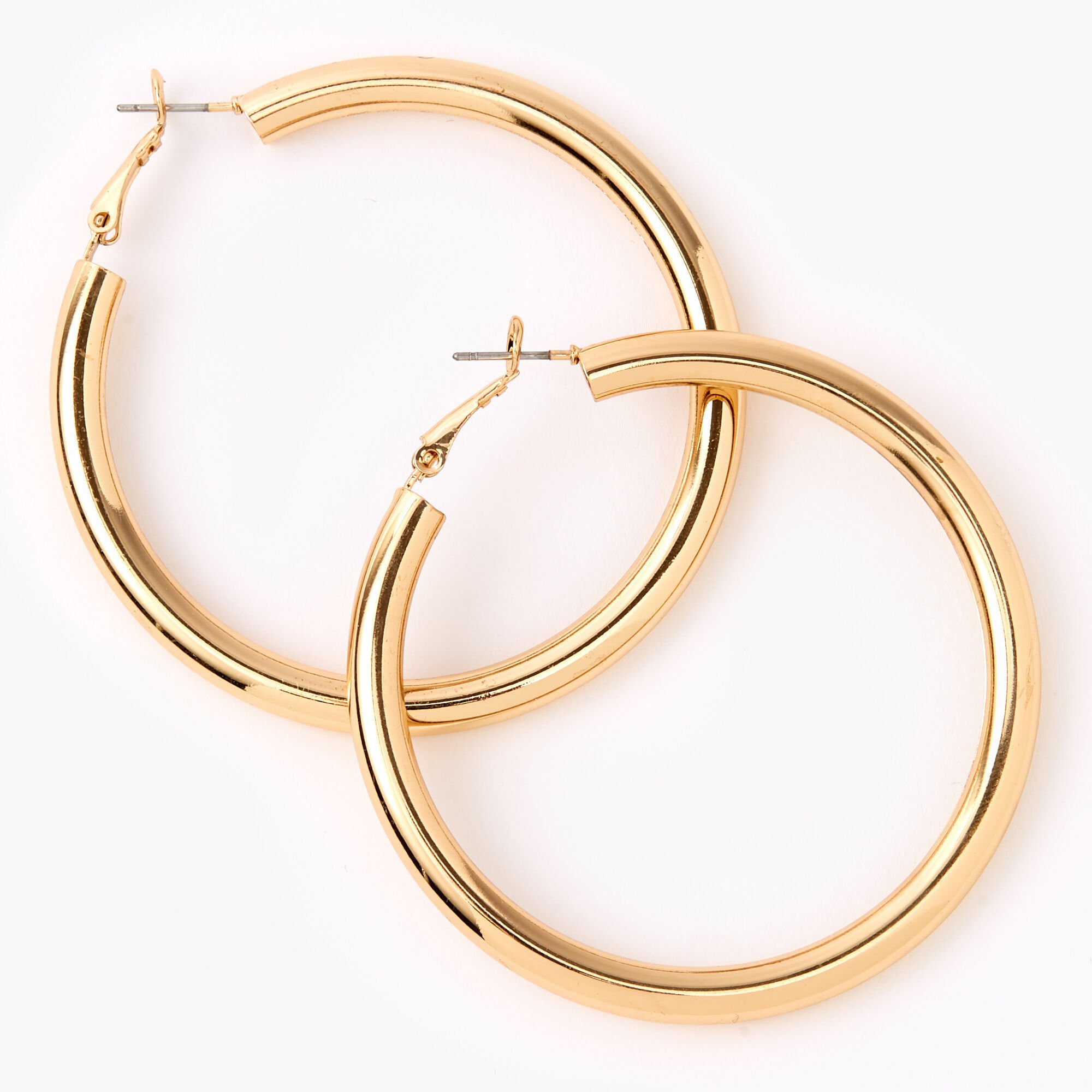 View Claires 60MM Tube Hoop Earrings Gold information