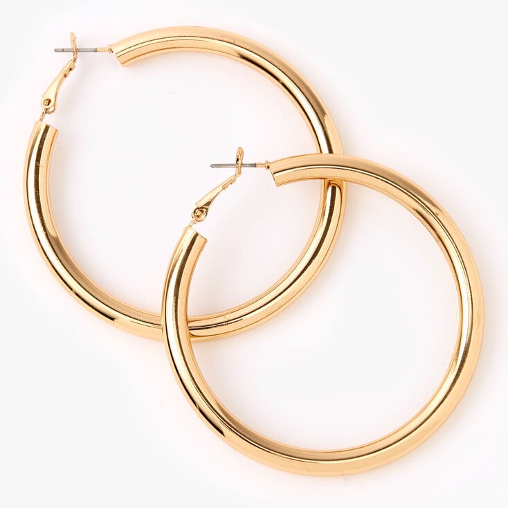 Gold-tone 60MM Tube Hoop Earrings