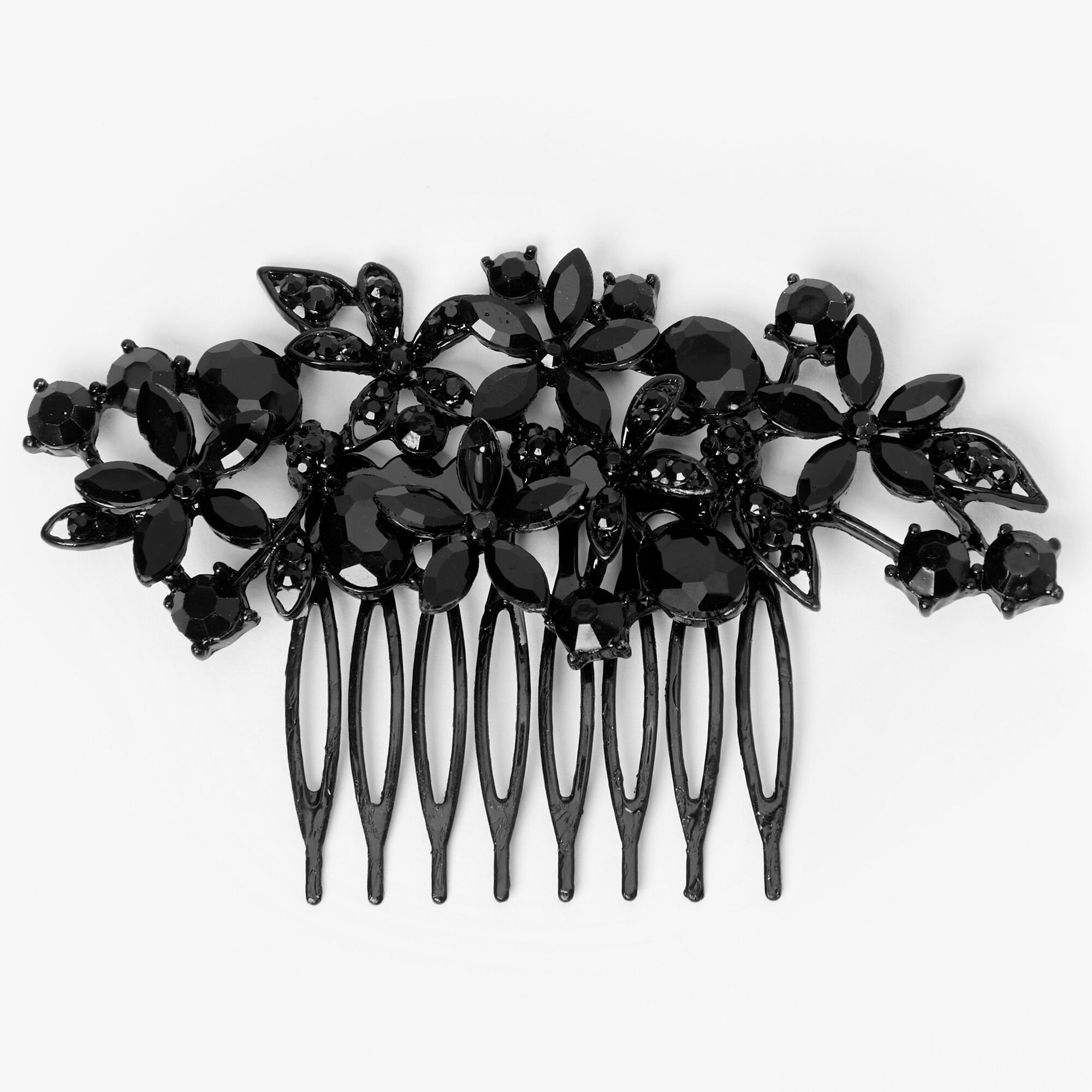 Black Flower Garden Rhinestone Hair Comb Claire s US