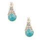 Silver Eiffel Tower Stone Stud Earrings - Blue,