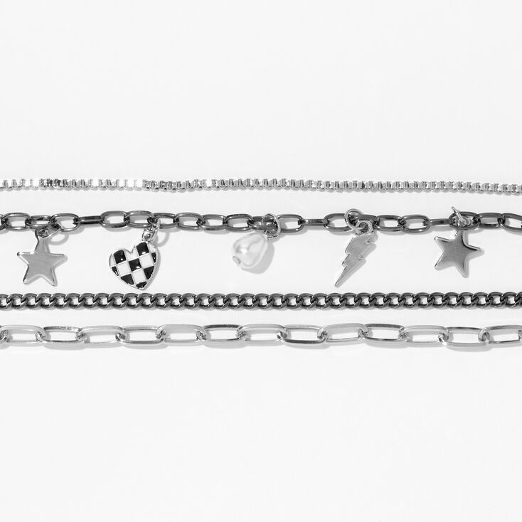 Silver Charm Multi Strand Bracelet,