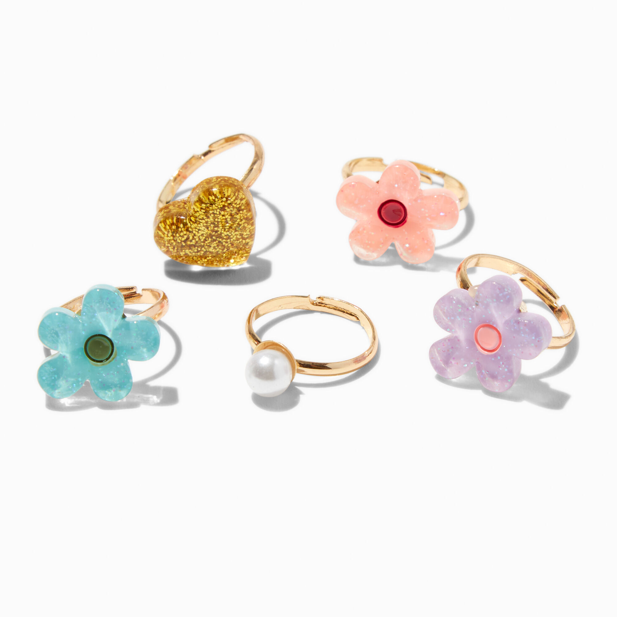 Claire s Club Flower Box Rings 5 Pack Claire s US