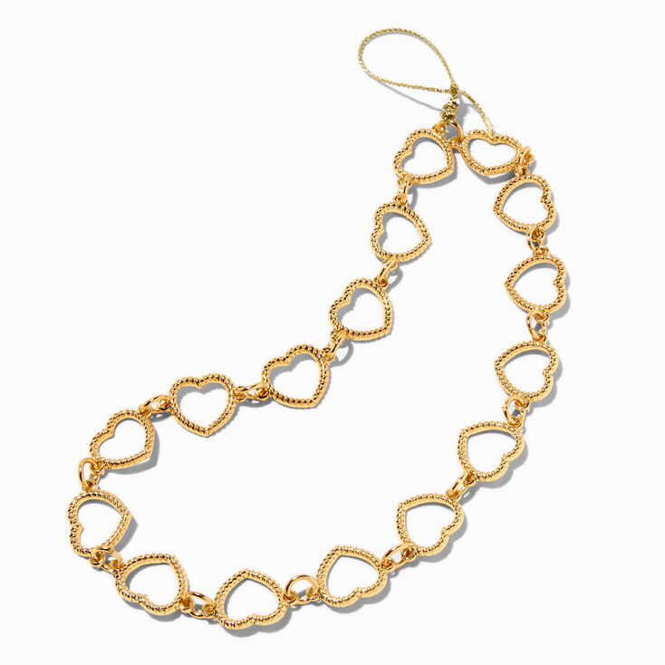 Gold Heart Chain Link Phone Wrist Strap