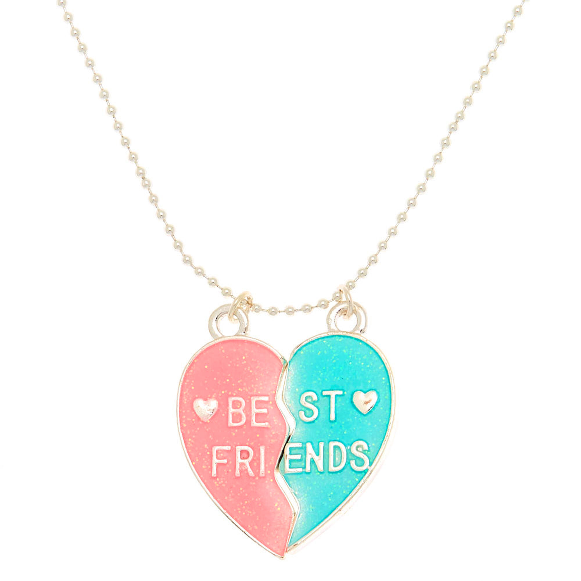 View Claires Best Friends Glow In The Dark Heart Pendant Necklaces 2 Pack Pink information