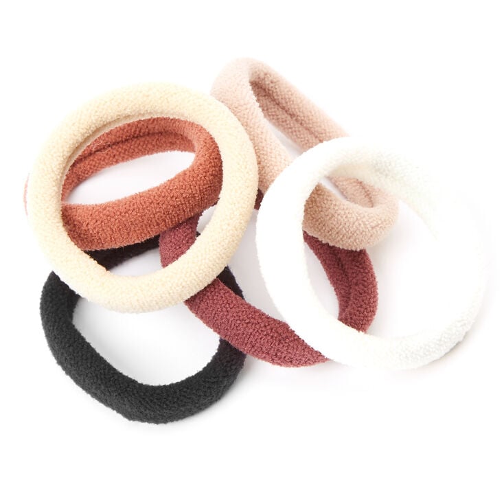 Plush Rolled Hair Ties - Neutrals, 6 Pack,