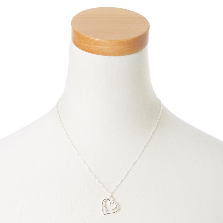 Silver Interlocking Heart Pendant Necklace,