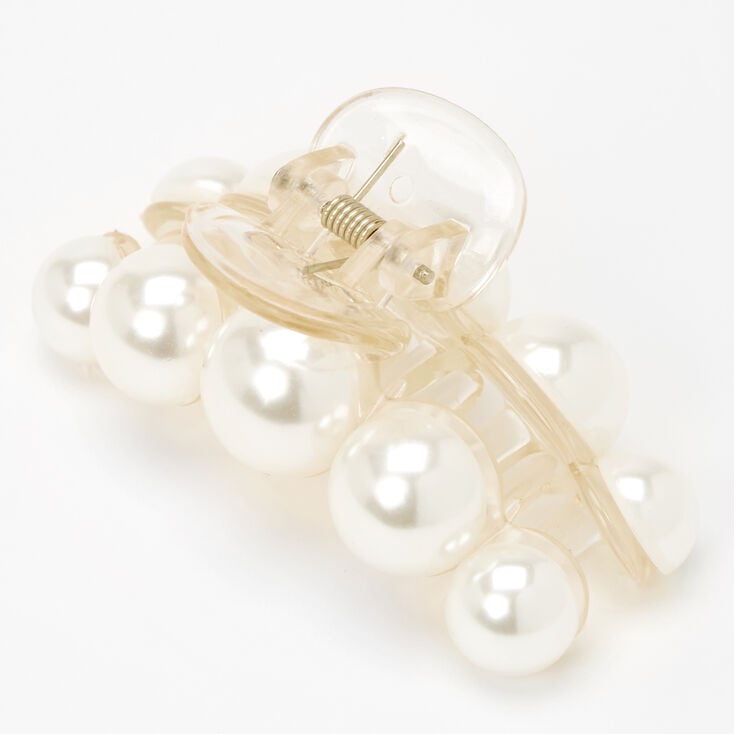 Small Pearl Clamshell Hair Claw - Cream,