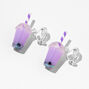 Purple 0.5&quot; Bubble Tea Clip On Drop Earrings,