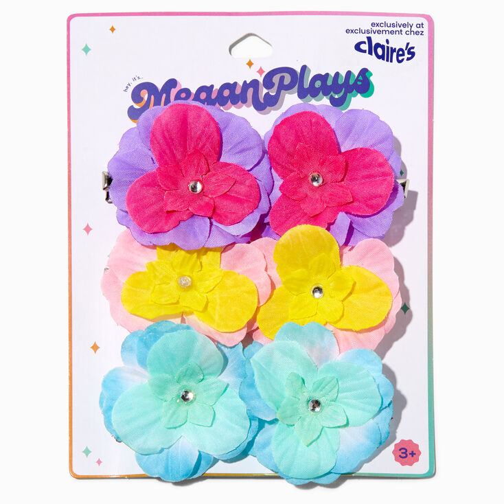 MeganPlays&trade; Claire&#39;s Exclusive Rainbow Faux Flower Hair Clips - 6 Pack,