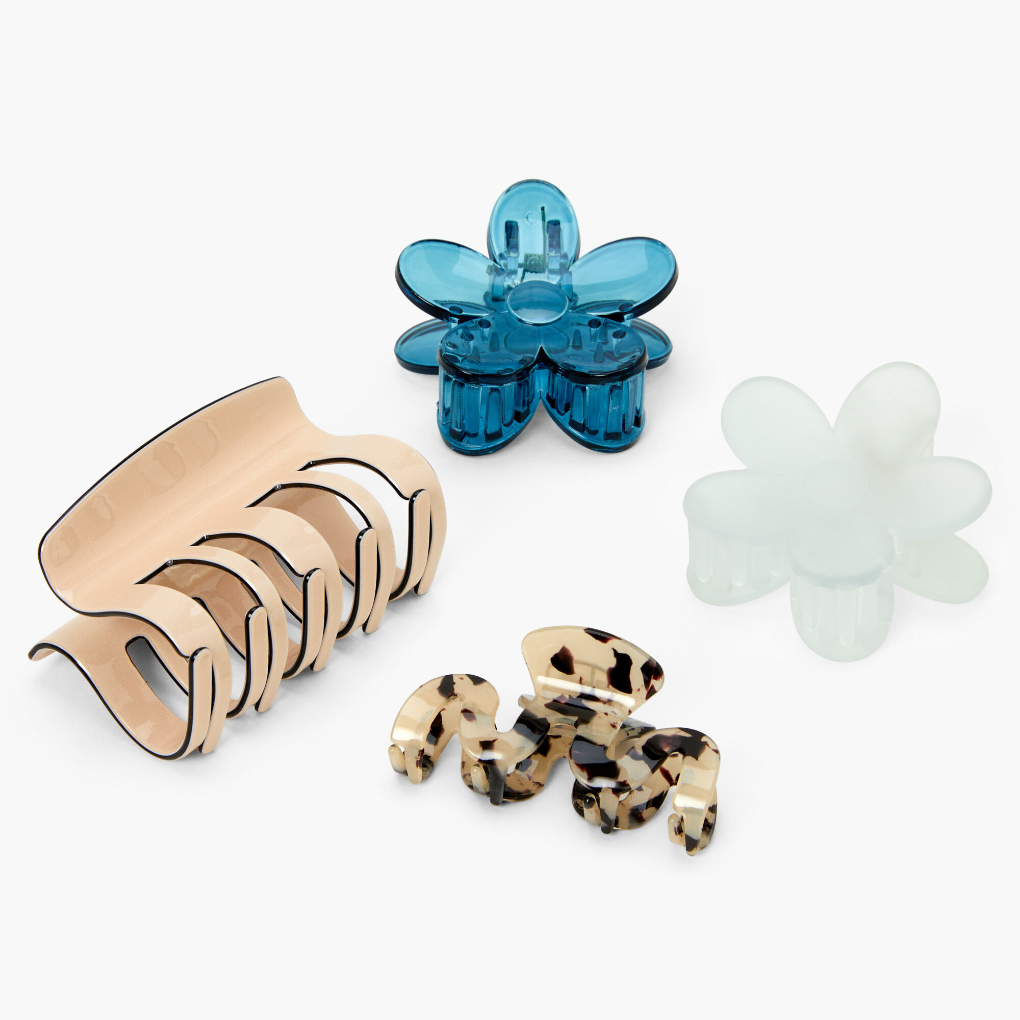 Claire's Pinces à cheveux fleurs bleues - Lot de 4