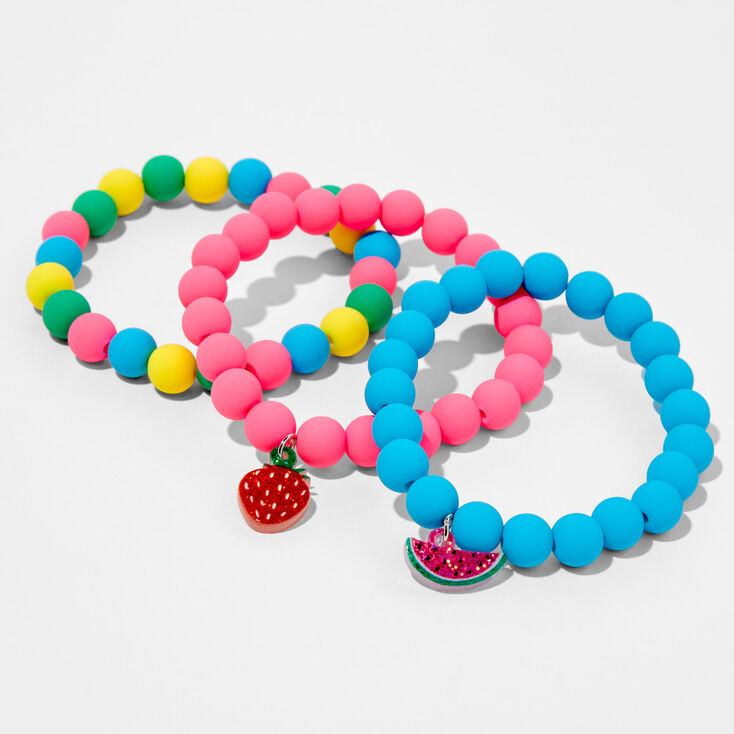 Claire's Club Unicorn Star Matte Beaded Stretch Bracelets (3 Pack)