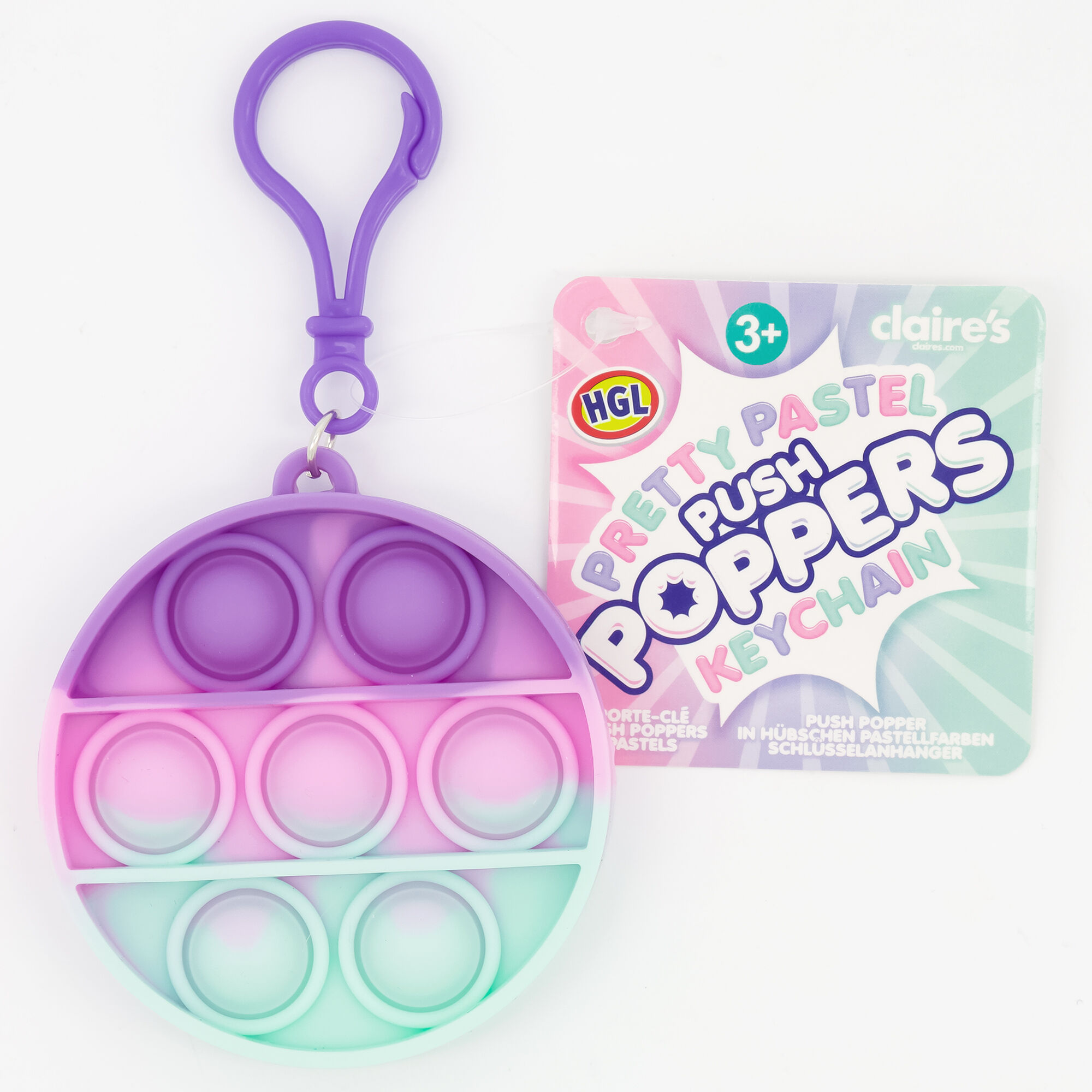 Jouet fidget Push Poppers porte-clés pastel - Les modèles peuvent varier,
