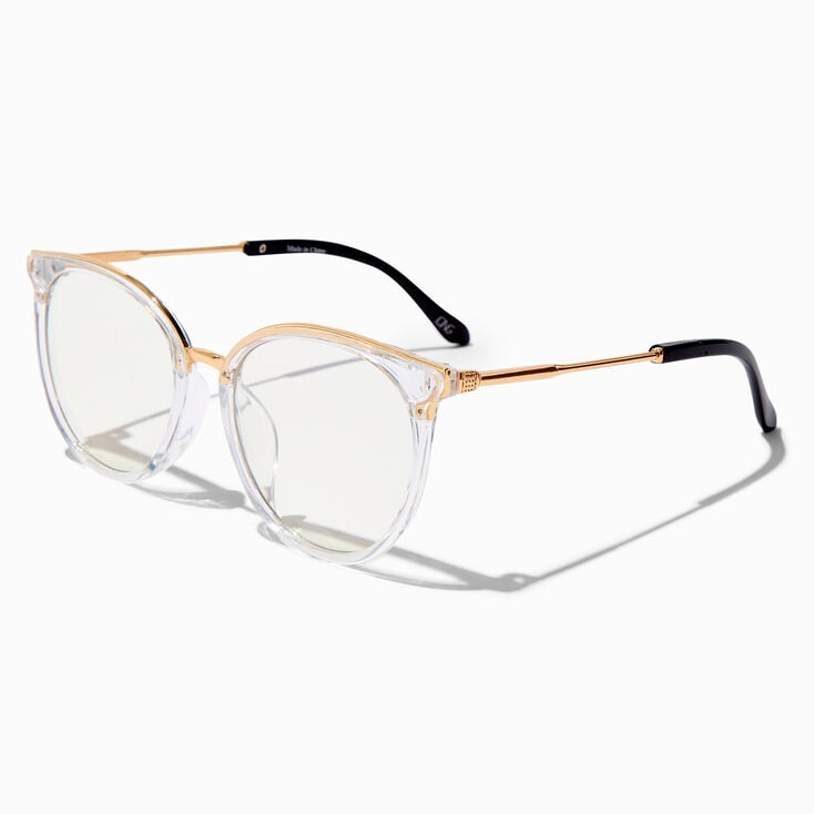 Solar Blue Light Reducing Gold Browline Round Clear Lens Frames