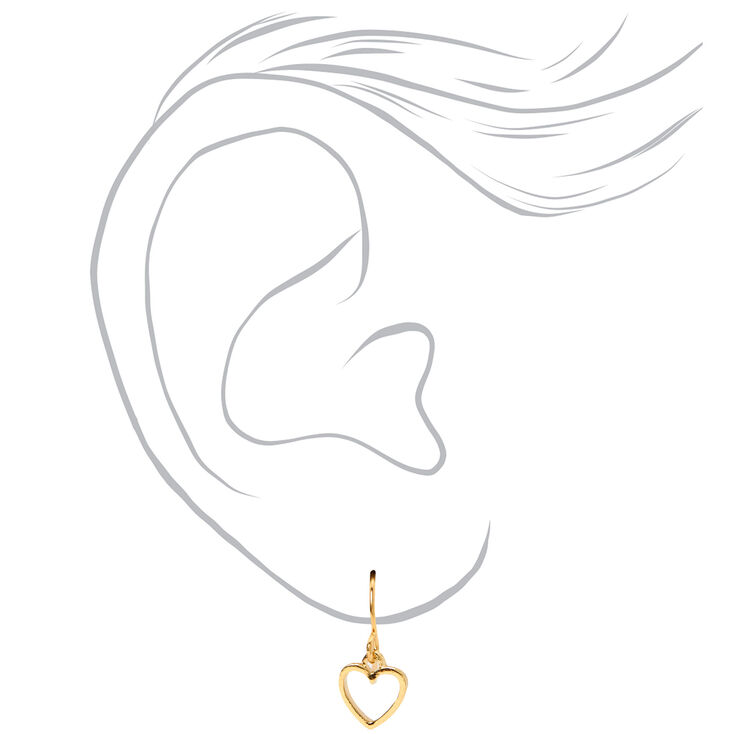 C LUXE by Claire&#39;s 18k Yellow Gold Plated 1&#39;&#39; Open Heart Drop Earrings,