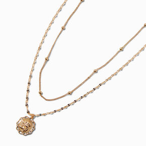 Gold-tone Cherub Medallion Multi-Strand Necklace,