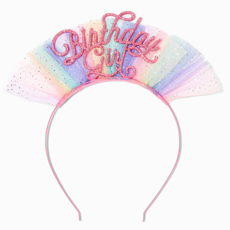 Rainbow Birthday Girl Tulle Headband,