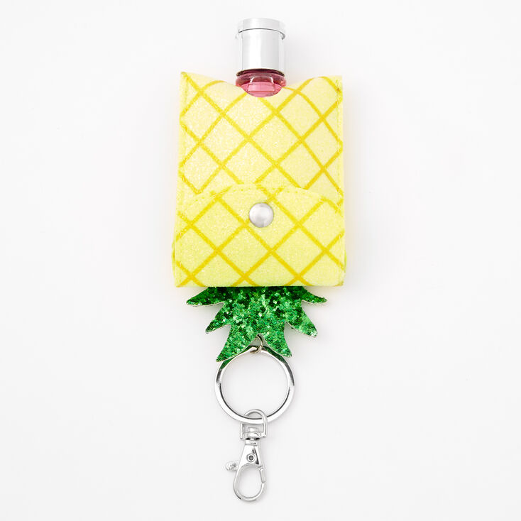 Porte-cl&eacute;s pochette pour d&eacute;sinfectant pour les mains ananas - Jaune,