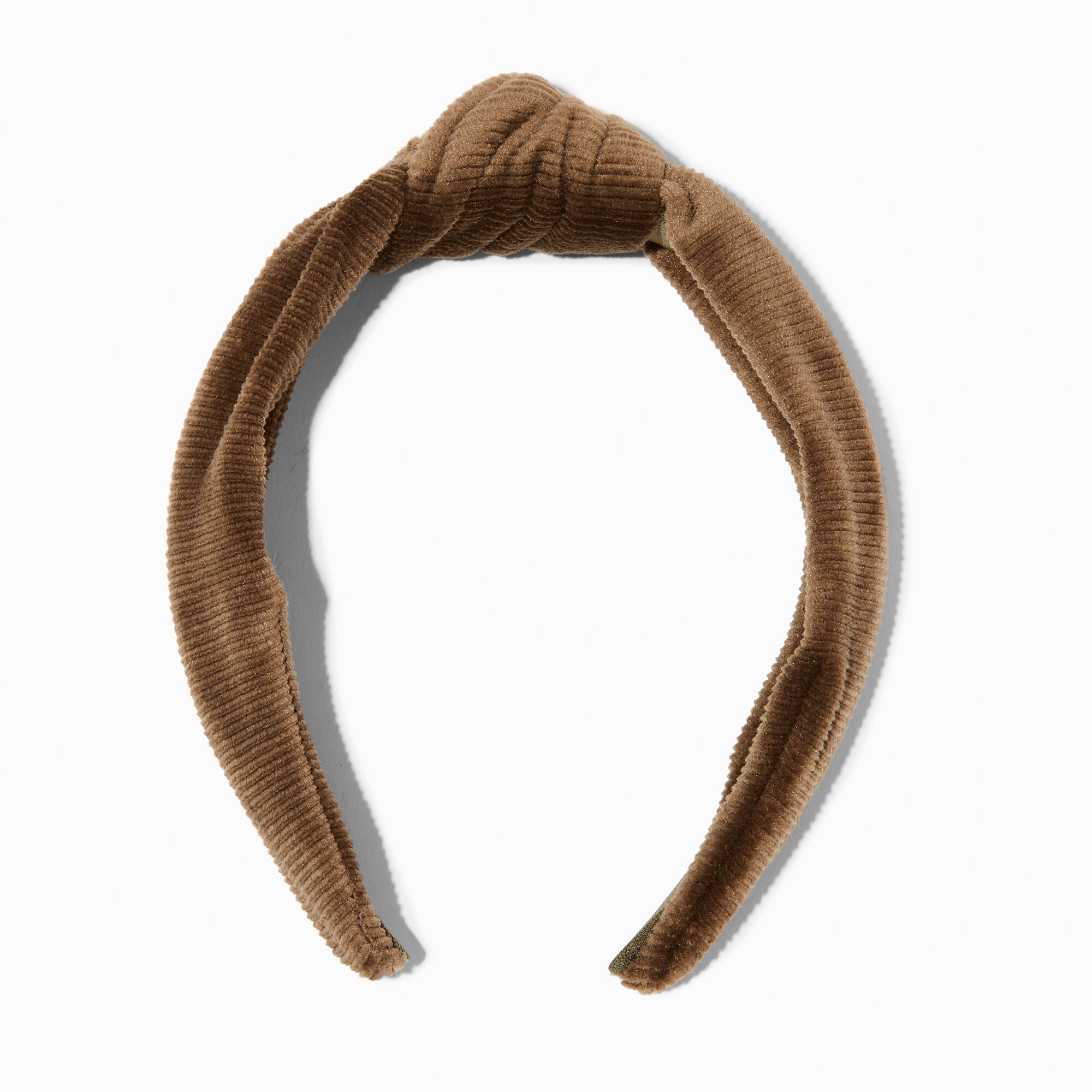 Serre-tête en tricot côtelé noué vert olive,