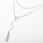 Silver Beaded Suede Tassel Multi Strand Necklace,