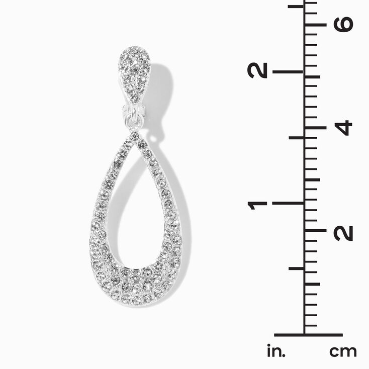 Silver-tone Cutout Pave Teardrop 1.5&quot; Drop Earrings,