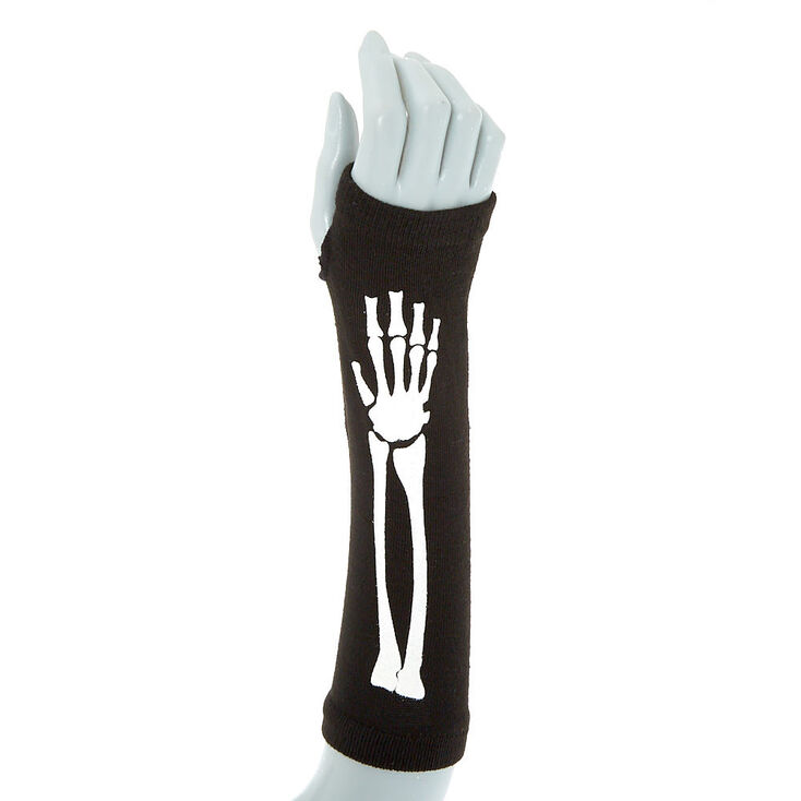 Cooraby 2 Pair Glow in The Dark Skeleton Fingerless Gloves Female Costume Gloves