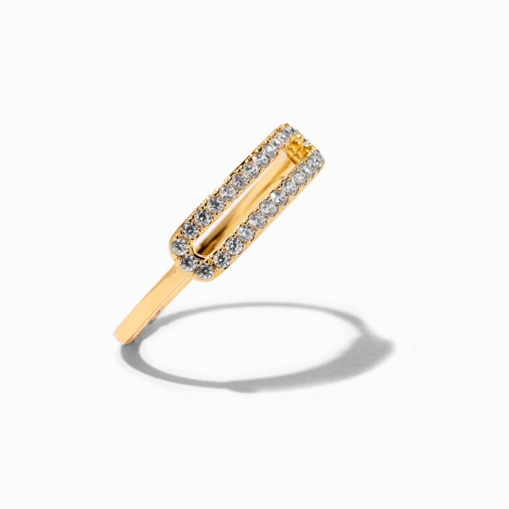 C LUXE by Claire&#39;s 18k Yellow Gold Plated Pav&eacute; Cubic Zirconia Paperclip Ring,