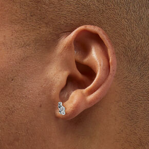 Silver-tone Crystal Cross Mixed Stud Earrings Set - 9 Pack,