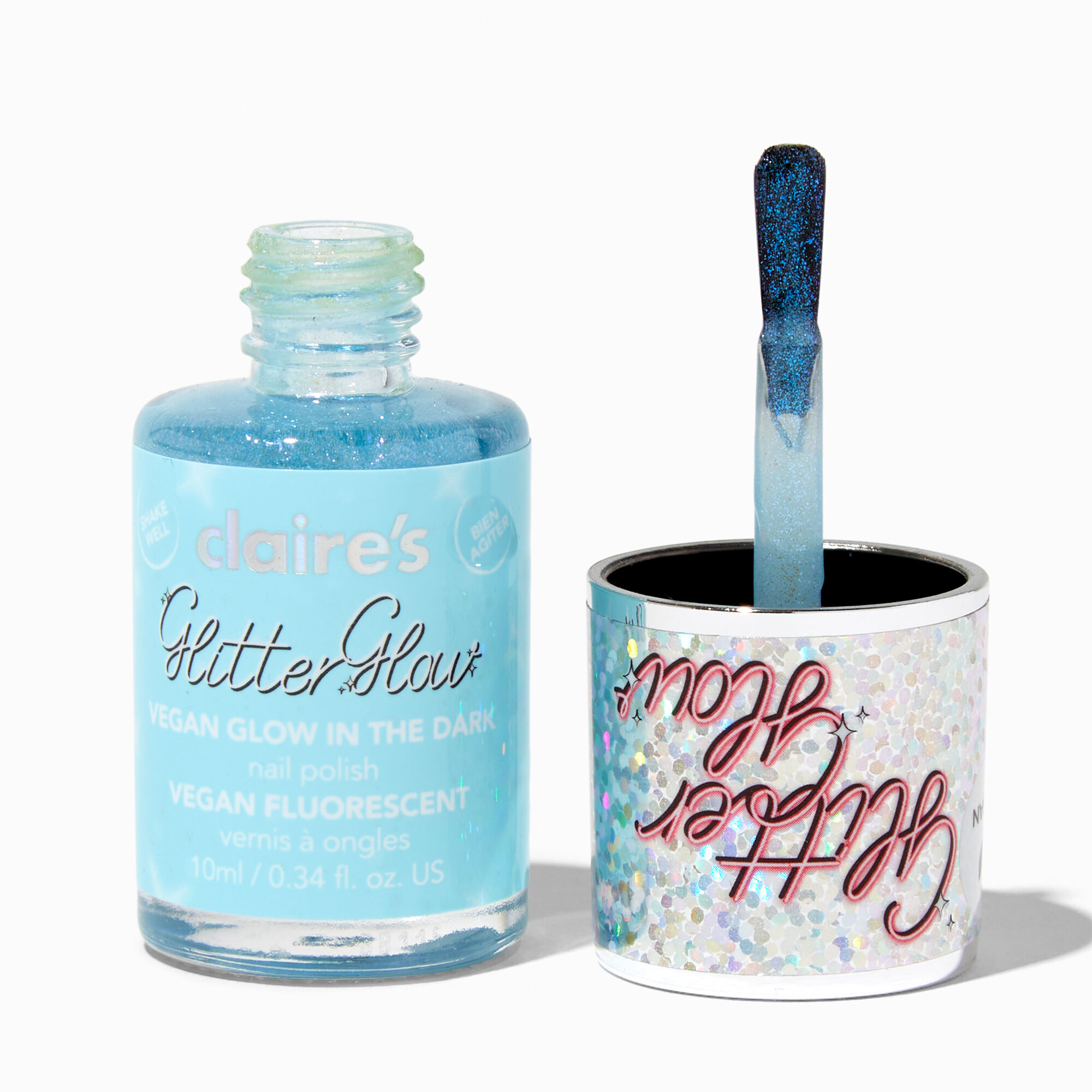 Glitter Glow Vegan Glow in The Dark Nail Polish Glacial Glow