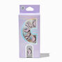 Black &amp; Purple Swirl Almond Vegan Faux Nail Set - 24 Pack,