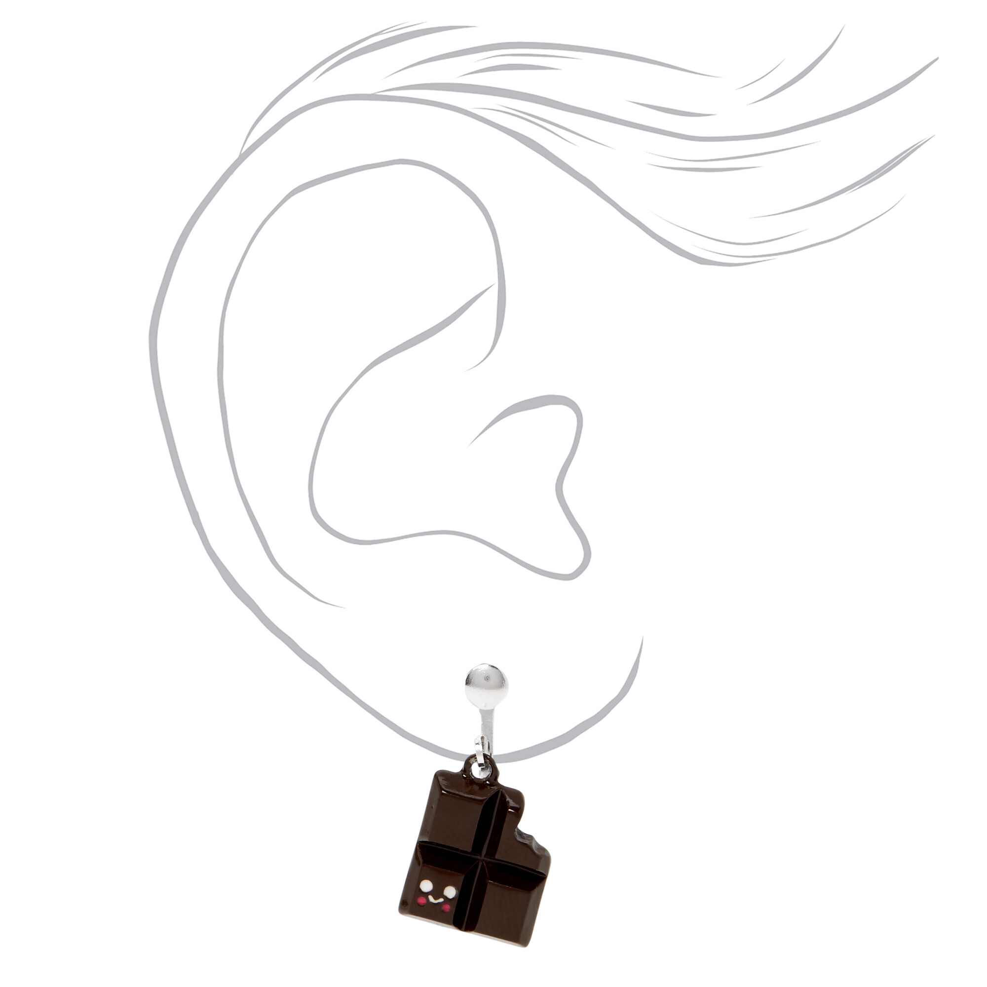 Silver 0.5" Chocolate Clip On Drop Earrings - Brown,