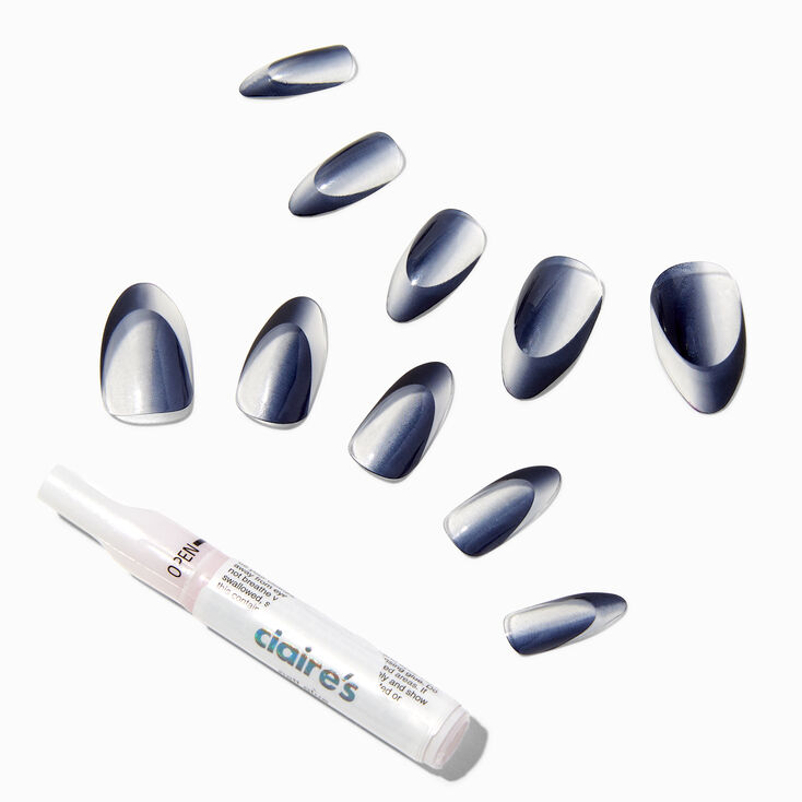 Black Shadow French Squareletto Vegan Faux Nail Set - 24 Pack,