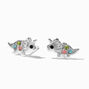 Sterling Silver Embellished Stegosaurus Dinosaur Stud Earrings,