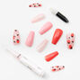 Glitter Strawberry Squareletto Vegan Faux Nail Set - 24 Pack,