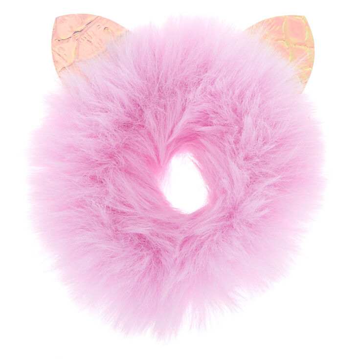 Medium Faux Fur Cat Ear Hair Scrunchie - Lilac,