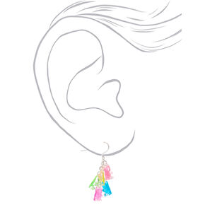 1&quot; Rainbow Gummy Bear Drop Earrings,