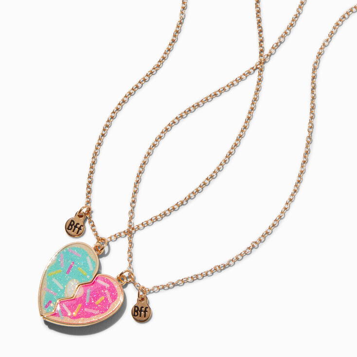 Birthday Card &amp; Best Friends Glitter Heart Pendant Necklace Set - 3 Pack,