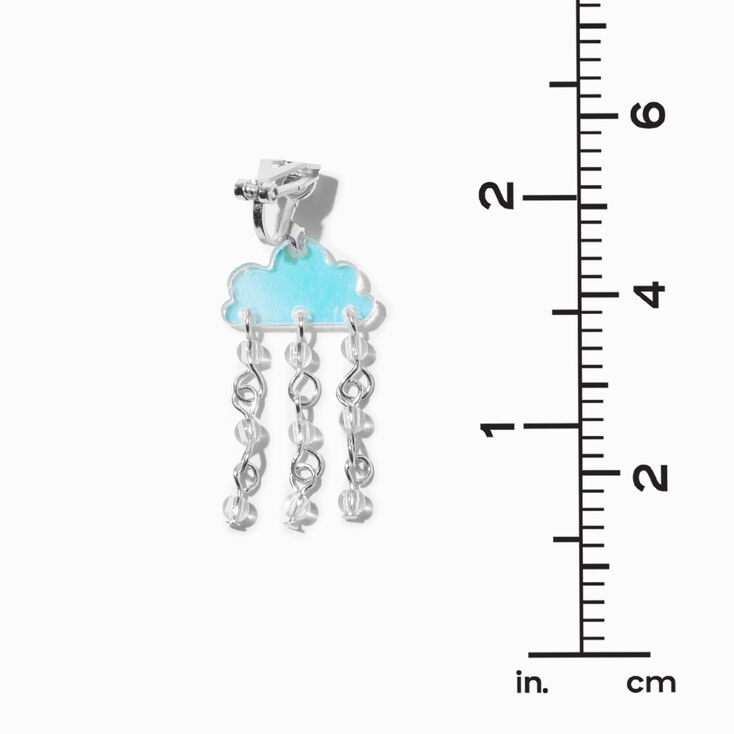 Blue Rain Cloud 1.5&quot; Clip-On Drop Earrings,