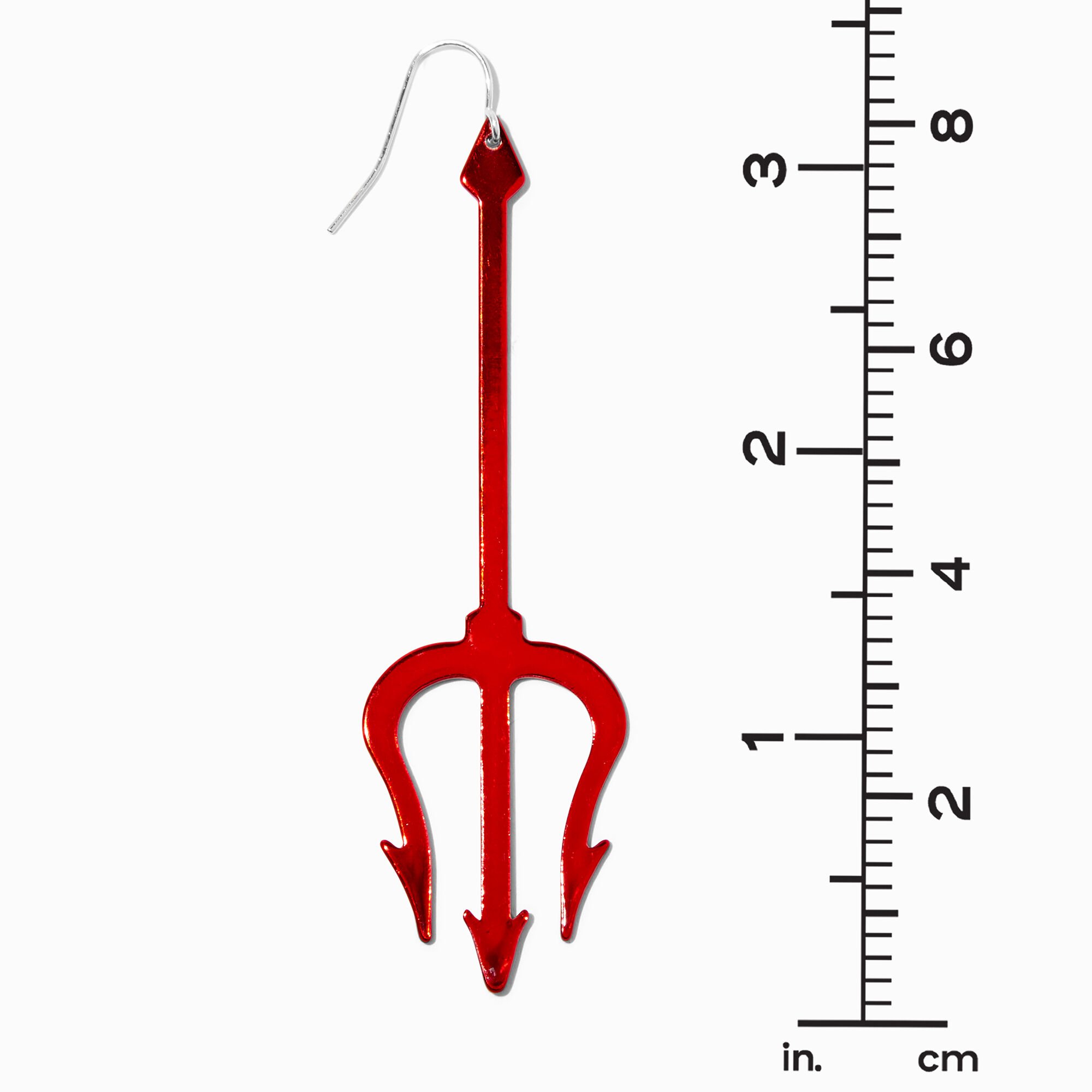 Red Devil Pitchfork 3" Drop Earrings,
