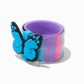 Bracelet enrouleur multicolore papillon bleu,