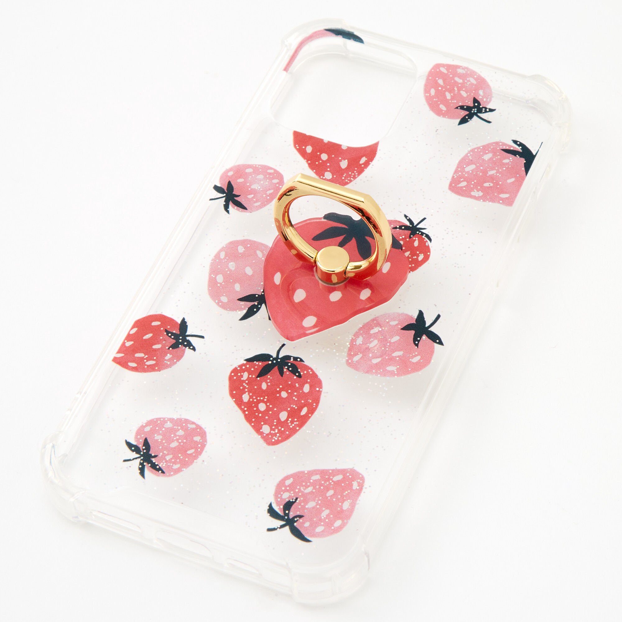 Strawberry Ring Holder Protective Phone Case Fits iPhone 12 12 Pro