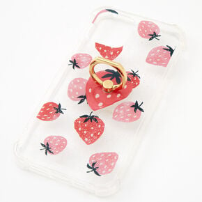 Coque de protection pour portable avec support anneau fraise - Compatible avec iPhone&reg; 12/12&nbsp;Pro,