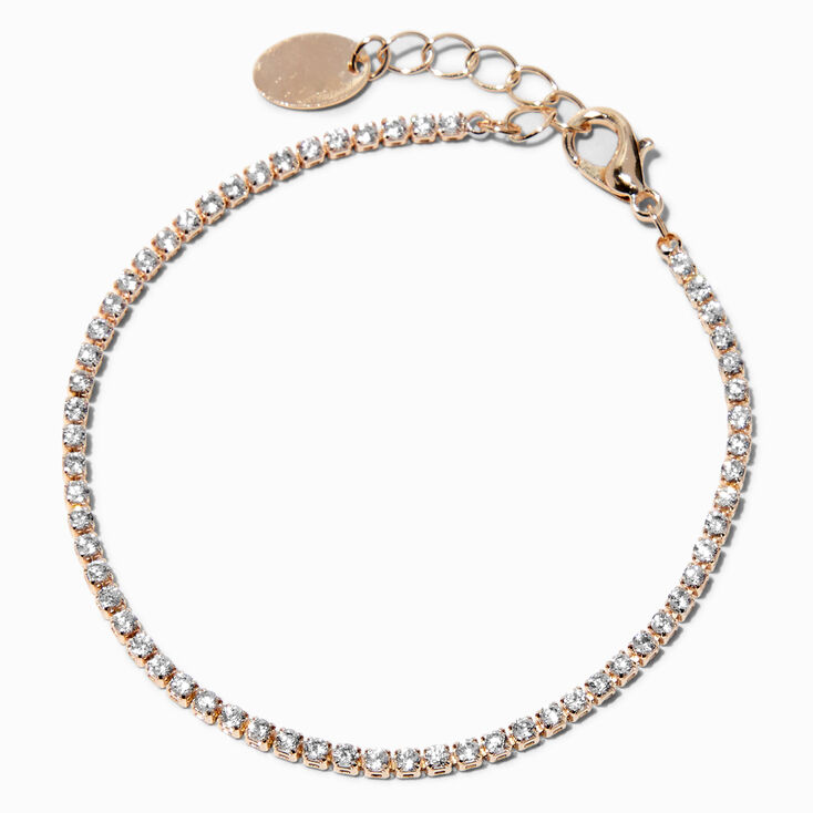 Bracelet tennis en zircon cubique d&rsquo;imitation couleur dor&eacute; rose,