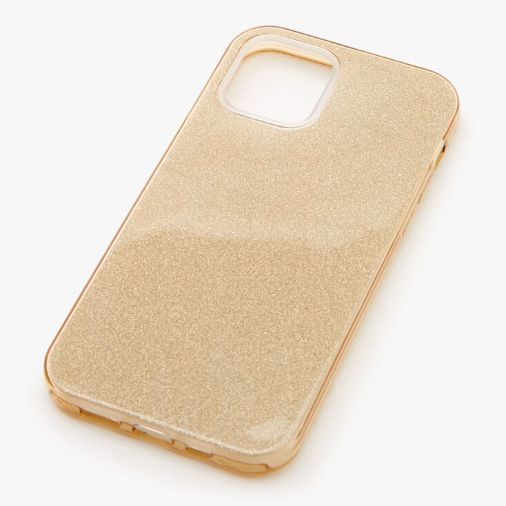 Claire's Coque de protection pour portable à paillettes dorées - Compatible avec iPhone 12/12 Pro
