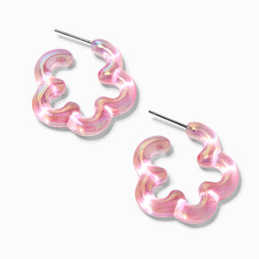 Pink Acrylic Daisy 30MM Hoop Earrings,