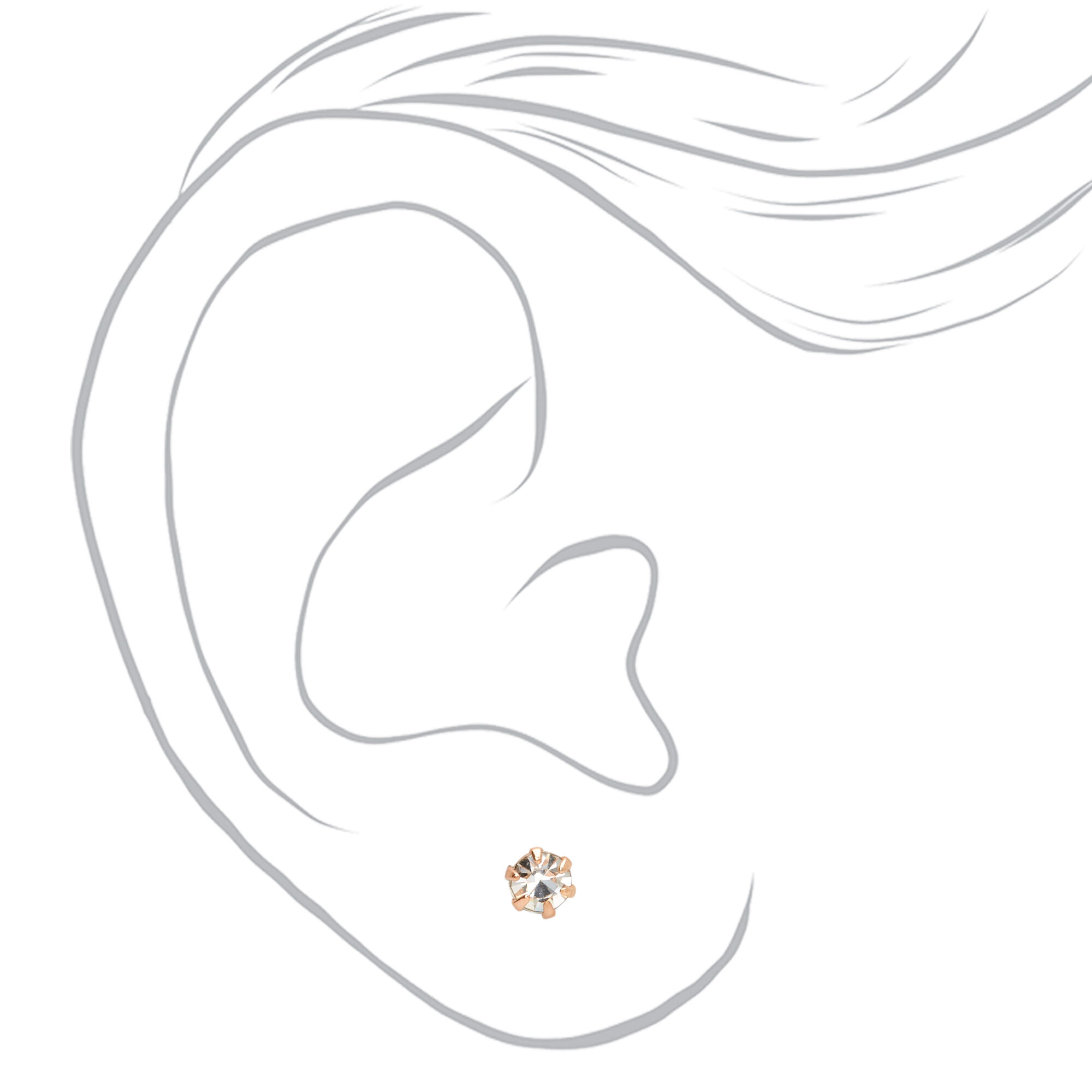 Mixed Metal 3MM Crystal Magnetic Stud Earrings - 9 Pack,