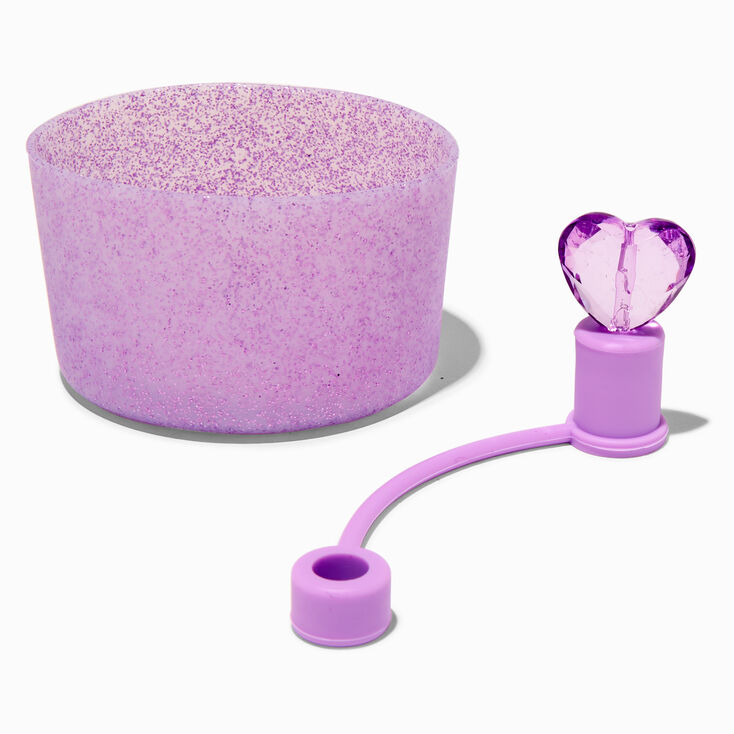 Pink Boot &amp; Heart Straw Cover Water Bottle Set - 2 Pack,