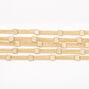 Gold Square Chain Multi Row Choker Necklace,